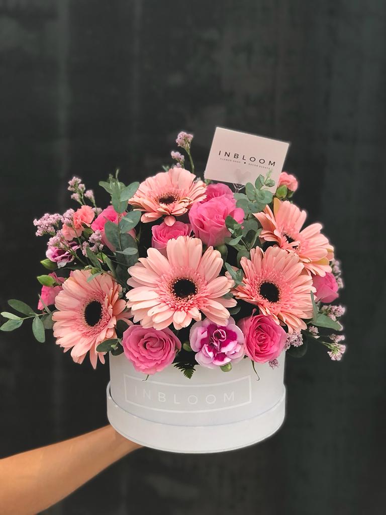 Caja de gerberas y rosas