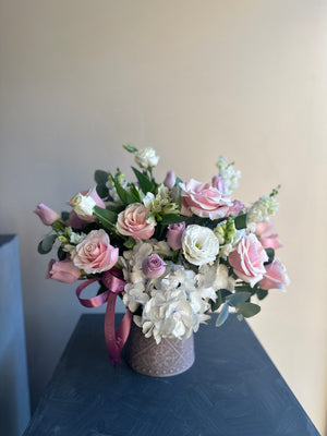 Arreglo floral de Rosas y Hortensias